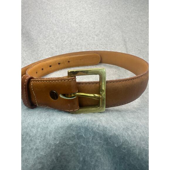 Coach 7600 British Tan Leather Belt Solid Brass Buckle Vintage USA Gorpcore 34 main image 4